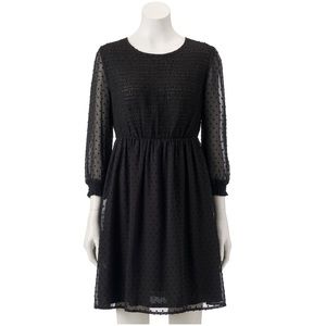 NWT LC Lauren Conrad Swiss Dot Fit & Flare Dress Black Size XS